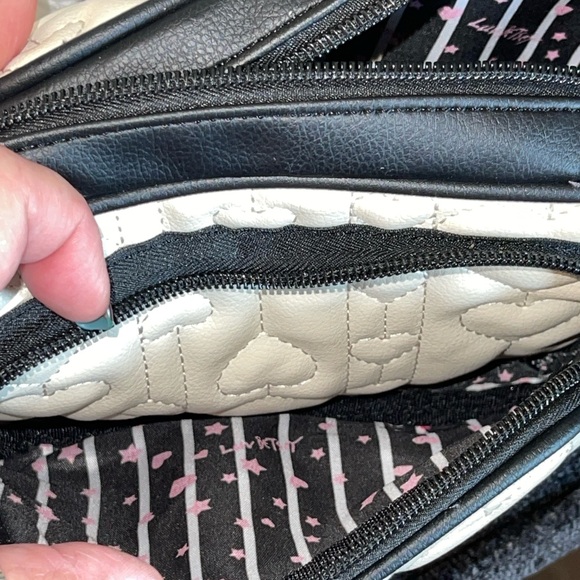 LUV BETSEY By Betsey J Cream and Black Quilted Crossbody Bag with Heart Design - Picture 12 of 12